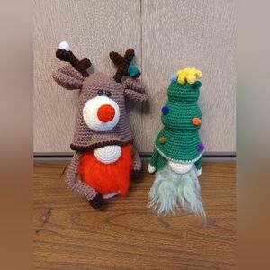 Handmade Crochet Christmas Tree & Deer Plush/Decor